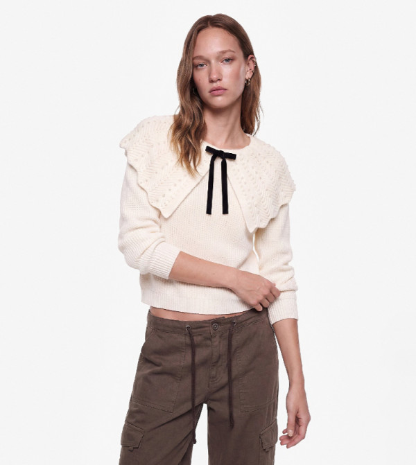 Openwork Peter Pan Collar Sweater