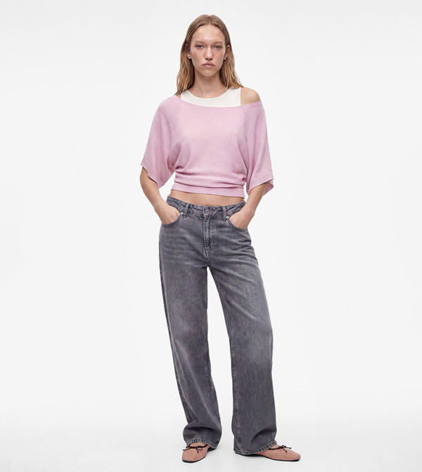 Solid Off Shoulder Slim Fit Sweater