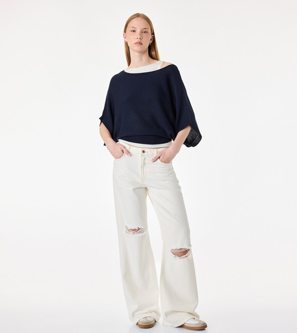 Solid Boat Neck Oversized Sweater