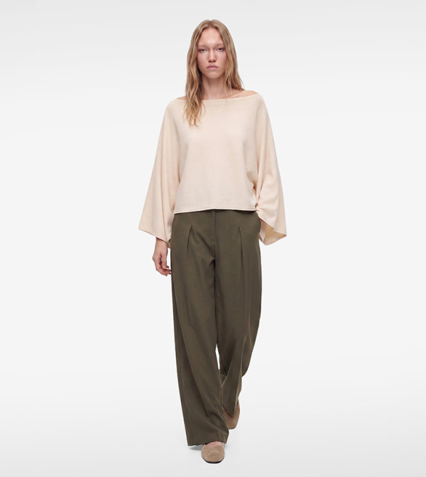 Solid Boat Neck Slim Fit Sweater