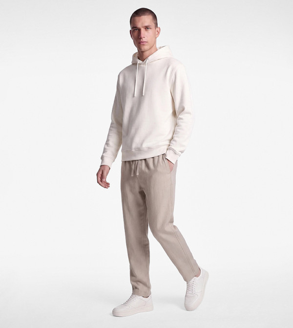 Textured Drawstring Waist Slim Fit Chinos