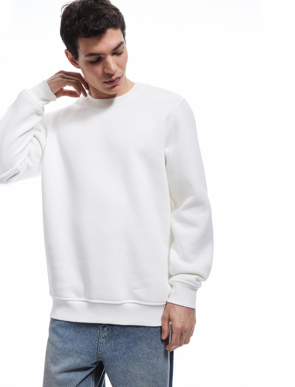 Solid Crew Neck Oversized Sweatshirt