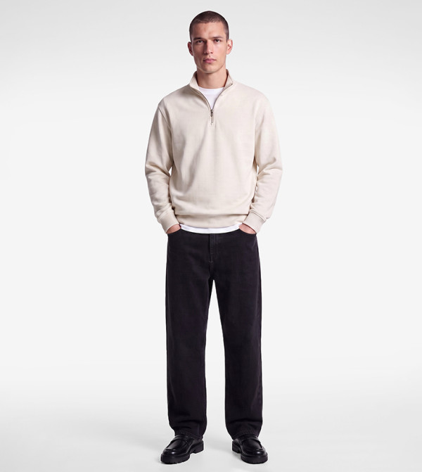Ribbed High Neck Sweatshirt