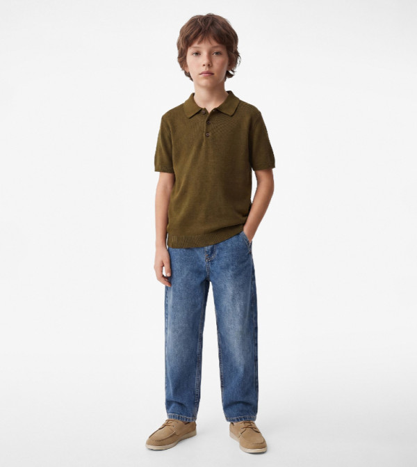 Textured Short Sleeves Polo T-Shirt
