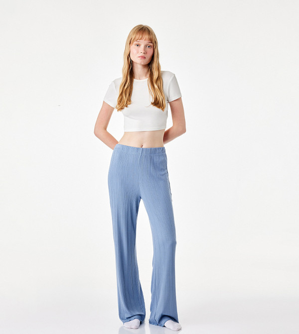 Ribbed Wide Leg Pajama Bottom