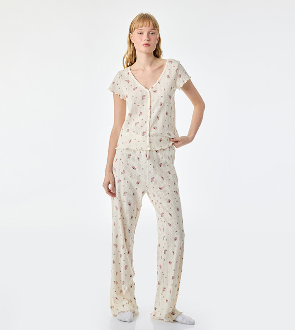 Floral Short Sleeves Pyjama Set