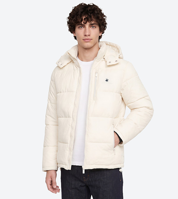 Quilted Zip-Up Hooded Puffer Jacket