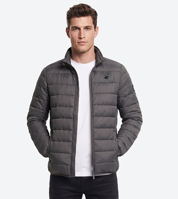 Solid Zip-Up Puffer Jacket