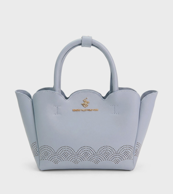 Scallop Edge Perforated Zip Mini Tote Bag