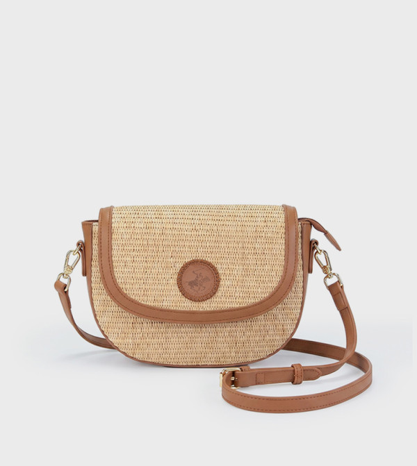 Raffia Flap Crossbody Bag