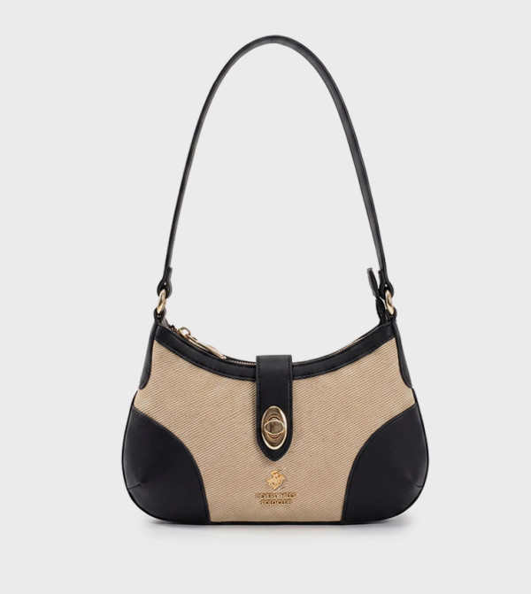 Textured Twist Lock Shoulder Bag