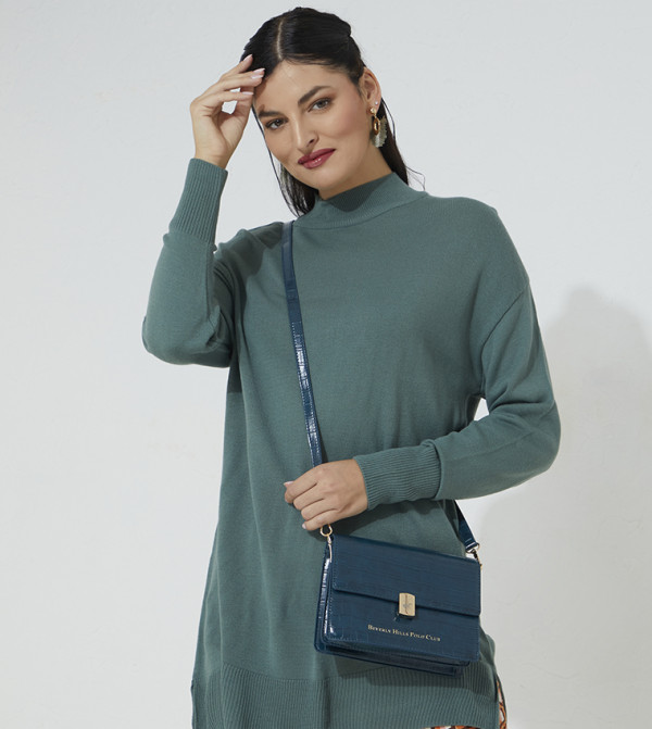 Textured Twist Lock Satchel Bag