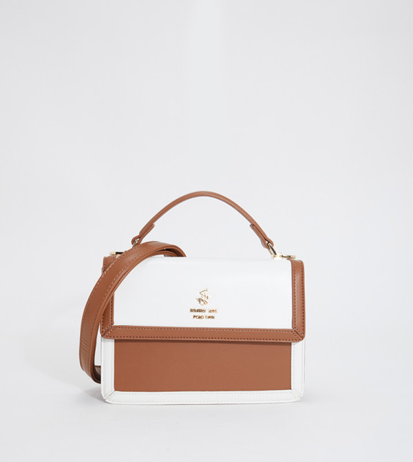 Color Block Logo Detail Top Handle Bag