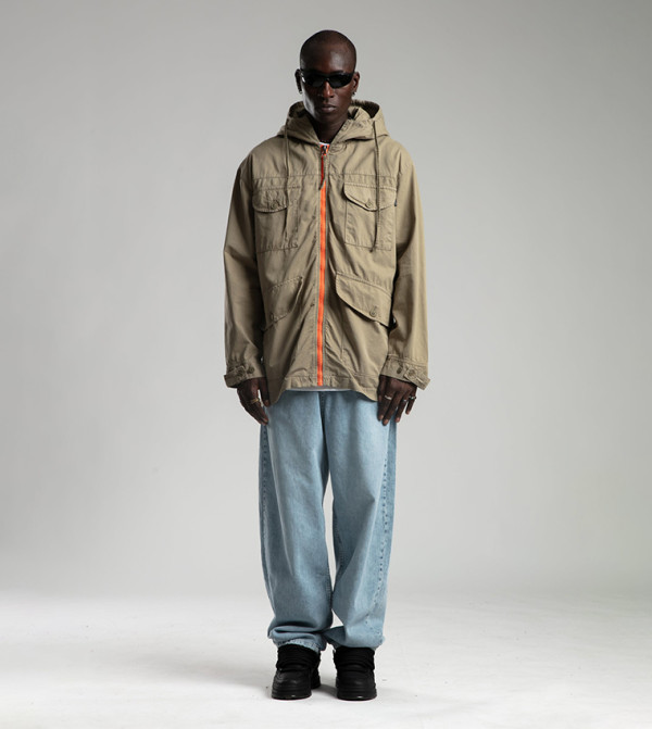 Textured Multi-Pocket Hooded Jacket