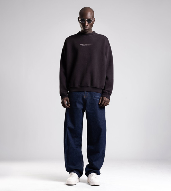 Micro Text Print Detail Oversize Sweatshirt