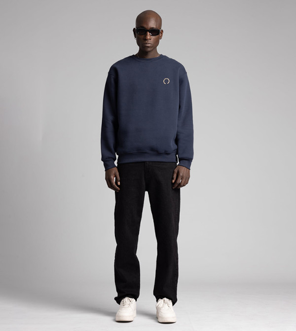 Embossed Text Crew Neck Sweatshirt