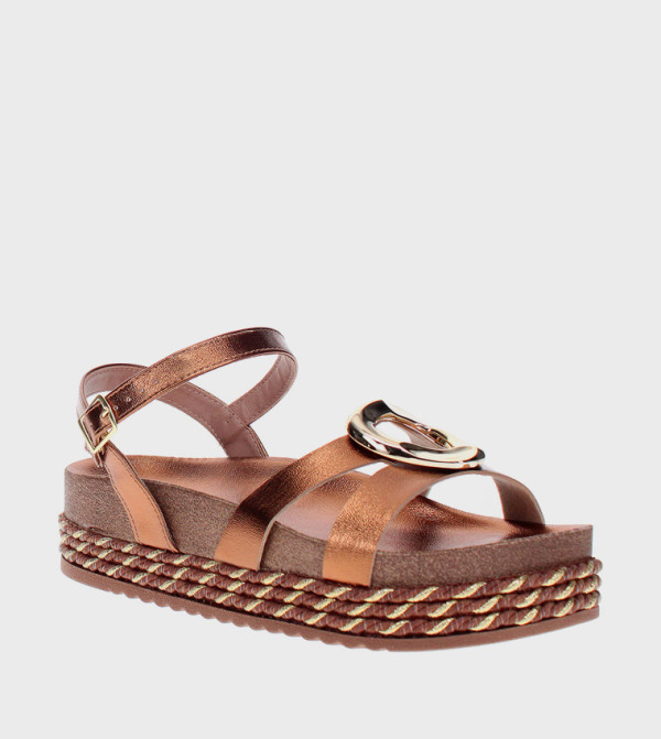 Metal Accent Wedge Sandals
