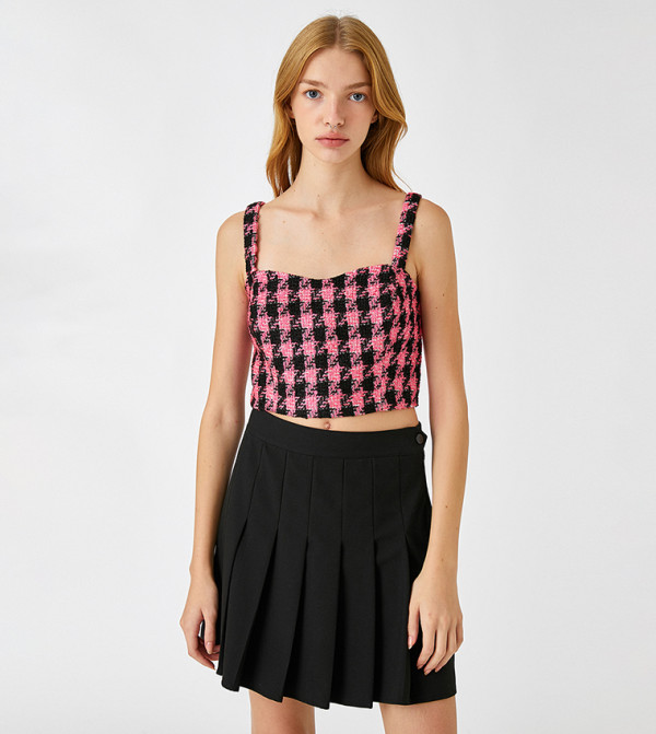Tweed Sweetheart Neck Crop Top