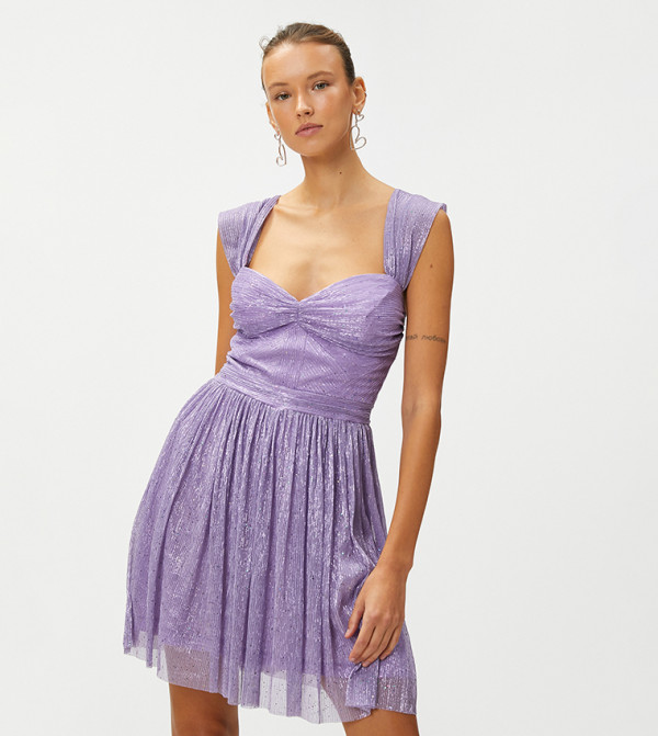 Shimmery Sweetheart Neck Mini Dress