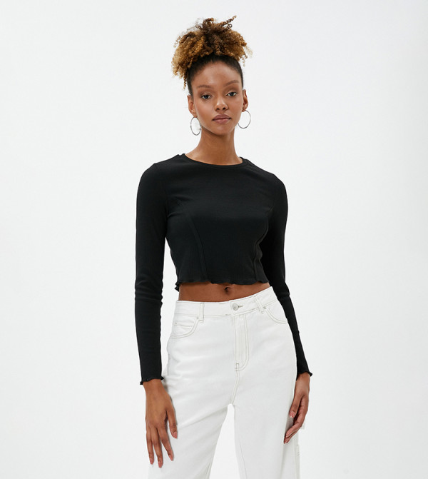 Ribbed Crew Neck Crop Top