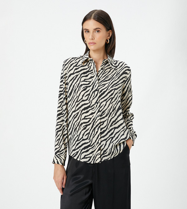 Zebra Printed Long Sleeves Shirt