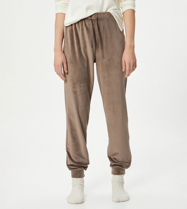 Drawstring Waist Fleece Pajama Bottom