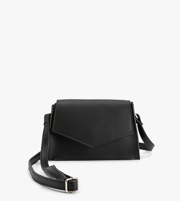 Textured Faux Leather Flap Crossbody Bag