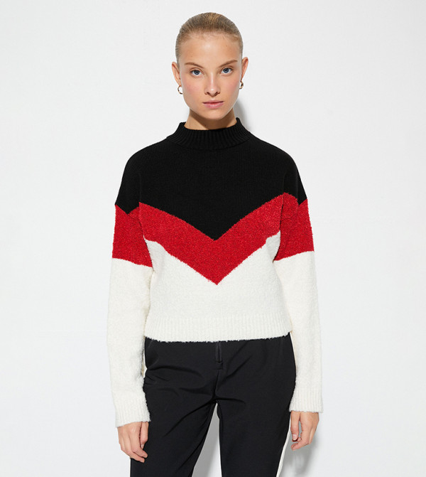 Color Block Long Sleeves Sweater