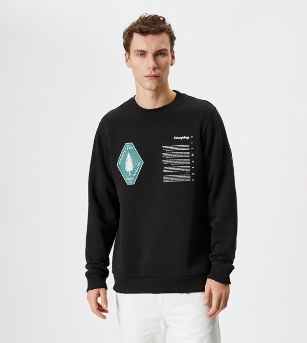 Slogan Printed Crew Neck Sweatshirt
