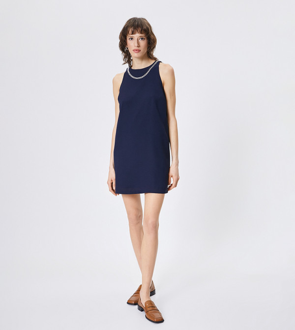 Accessory Detail Crew Neck Mini Dress