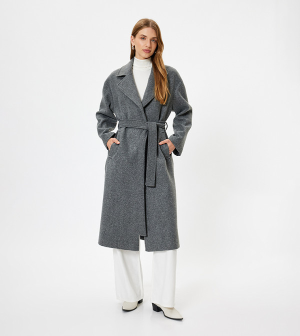 Textured Belted Overcoat