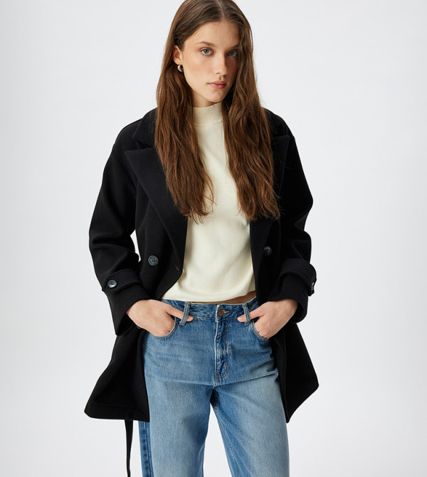 Belted Lapel Collar Coat