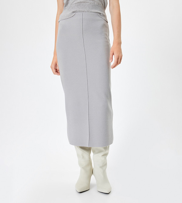Elastic Waist Midi Skirt