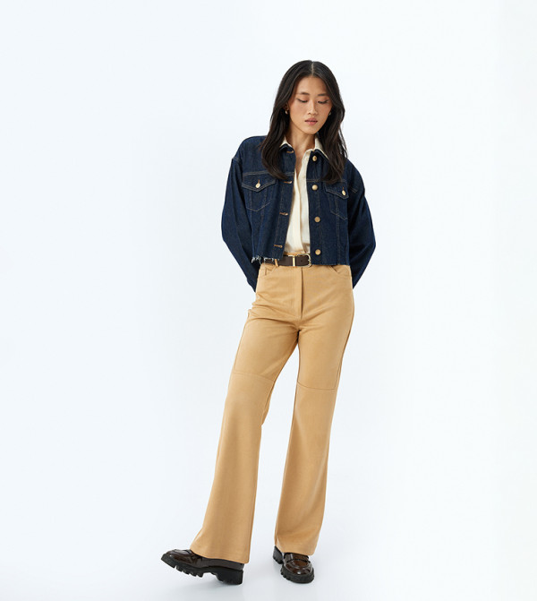 Faux Suede Wide Leg Pants