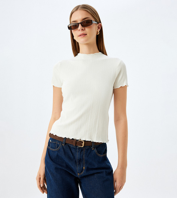 Textured Short Sleeves Top