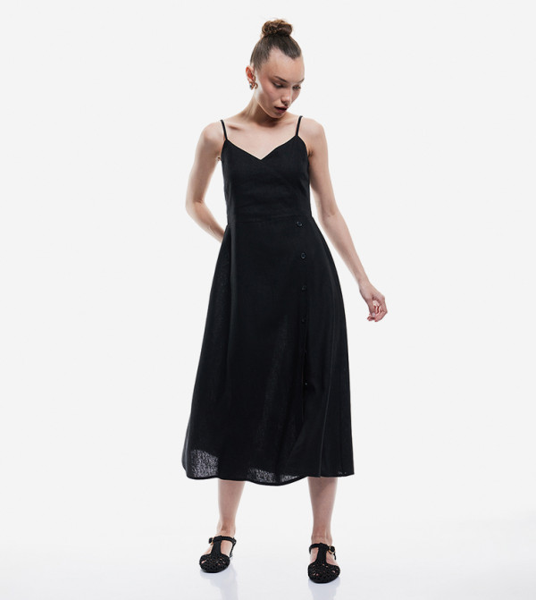 Textured Strappy Midi Dress