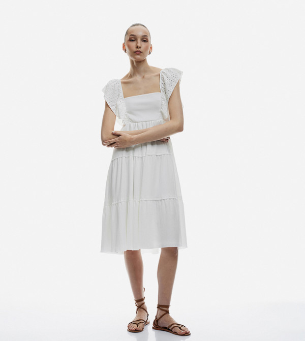 Solid Short Sleeves Midi Dress