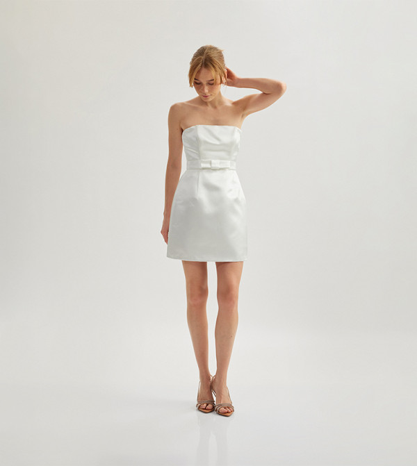 Solid Bandeau Mini Dress