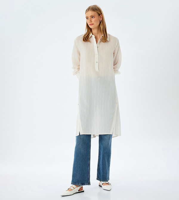Striped Long Sleeves Oversize Tunic