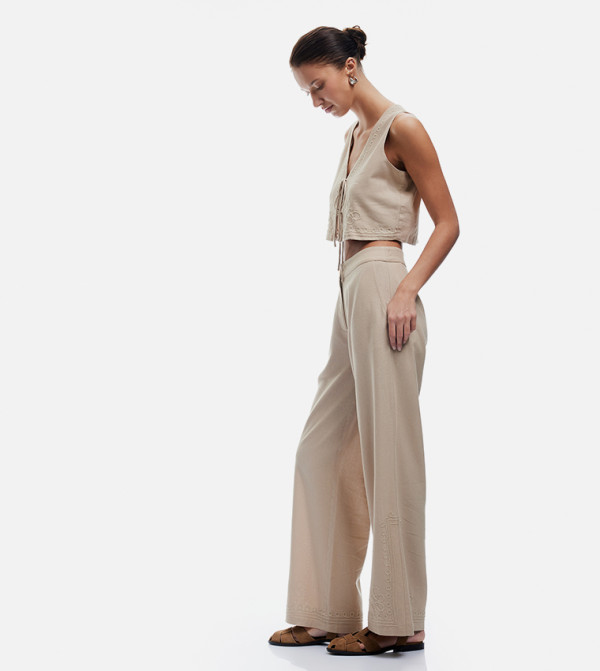 Solid High Waist Pants