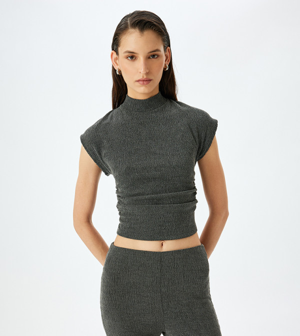 Textured Ruched Crop Top
