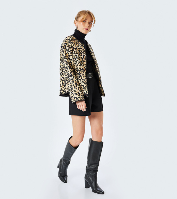 Leopard Print Long Sleeves Jacket
