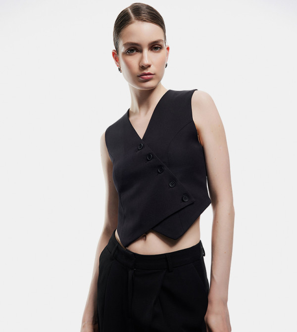 Solid Buttoned Waistcoat