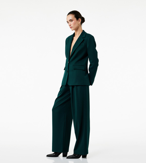 High Waist Gabardine Baggy Fit Pants