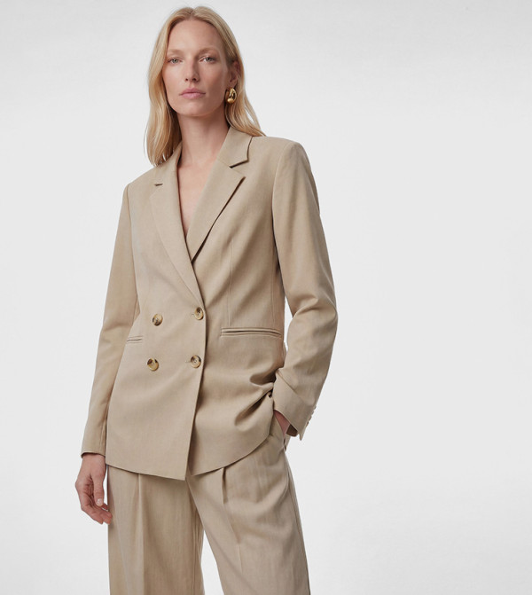 Solid Double Breasted Blazer