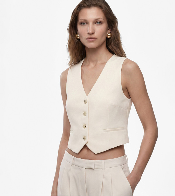 Solid Button Closure Waistcoat