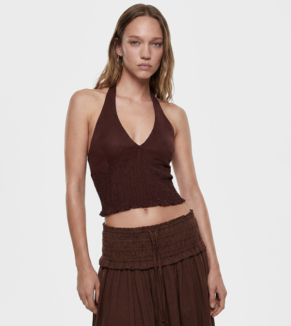 Solid Halterneck Crop Top