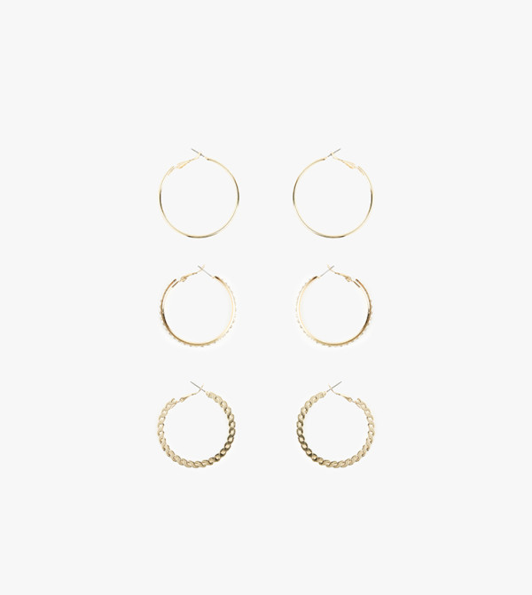3-Pack Gold-Tone Hoop Earrings Set