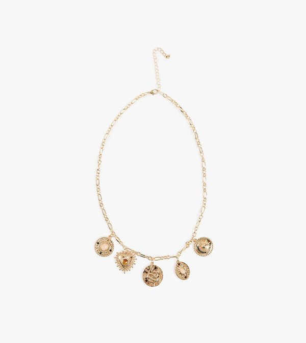 Stone Embellished Charm Necklace