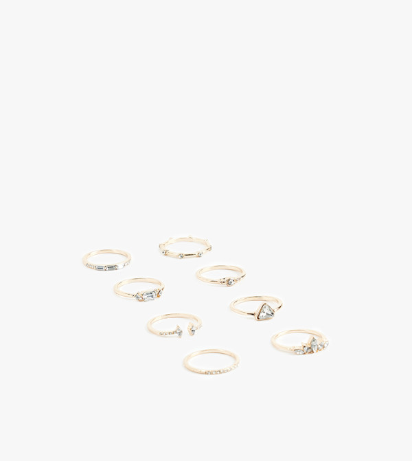 8-Pack Crystal Embellished Ring Set